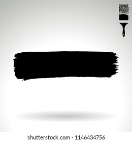 Black brush stroke and texture. Grunge vector abstract hand - painted element. Underline and border design.