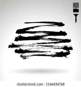 Black brush stroke and texture. Grunge vector abstract hand - painted element. Underline and border design.