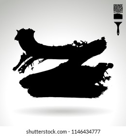 Black brush stroke and texture. Grunge vector abstract hand - painted element. Underline and border design.