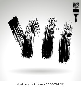 Black brush stroke and texture. Grunge vector abstract hand - painted element. Underline and border design.