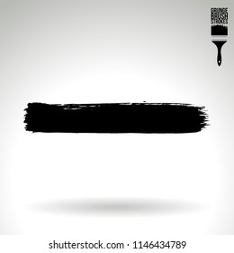 Black brush stroke and texture. Grunge vector abstract hand - painted element. Underline and border design.