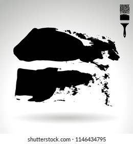 Black brush stroke and texture. Grunge vector abstract hand - painted element. Underline and border design.