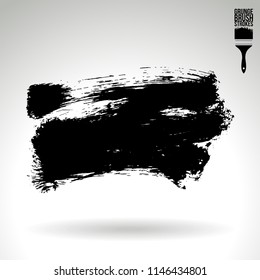 Black brush stroke and texture. Grunge vector abstract hand - painted element. Underline and border design.