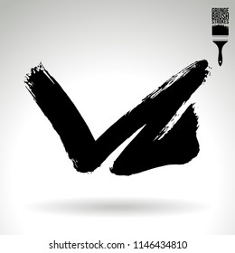 Black brush stroke and texture. Grunge vector abstract hand - painted element. Underline and border design.