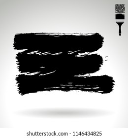Black brush stroke and texture. Grunge vector abstract hand - painted element. Underline and border design.