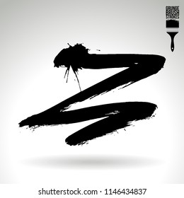 Black brush stroke and texture. Grunge vector abstract hand - painted element. Underline and border design.