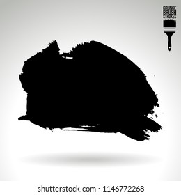 Black brush stroke and texture. Grunge vector abstract hand - painted element. Underline and border design.
