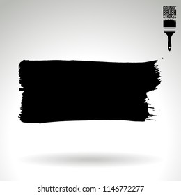 Black brush stroke and texture. Grunge vector abstract hand - painted element. Underline and border design.
