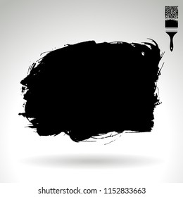 Black brush stroke and texture. Grunge vector abstract hand - painted element. Underline and border design.