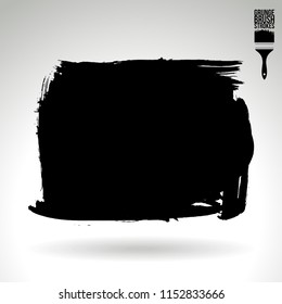 Black brush stroke and texture. Grunge vector abstract hand - painted element. Underline and border design.