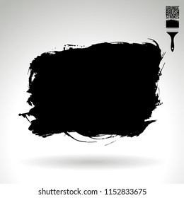 Black brush stroke and texture. Grunge vector abstract hand - painted element. Underline and border design.