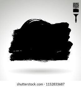Black brush stroke and texture. Grunge vector abstract hand - painted element. Underline and border design.