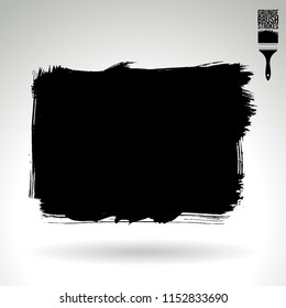 Black brush stroke and texture. Grunge vector abstract hand - painted element. Underline and border design.