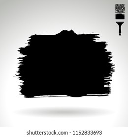 Black brush stroke and texture. Grunge vector abstract hand - painted element. Underline and border design.