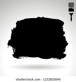 Black brush stroke and texture. Grunge vector abstract hand - painted element. Underline and border design.