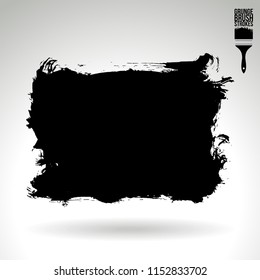 Black brush stroke and texture. Grunge vector abstract hand - painted element. Underline and border design.