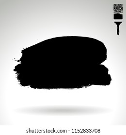 Black brush stroke and texture. Grunge vector abstract hand - painted element. Underline and border design.