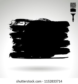 Black brush stroke and texture. Grunge vector abstract hand - painted element. Underline and border design.