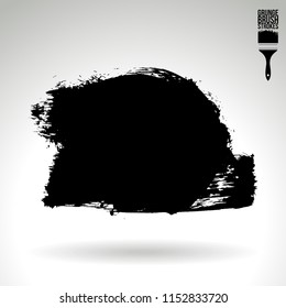 Black brush stroke and texture. Grunge vector abstract hand - painted element. Underline and border design.