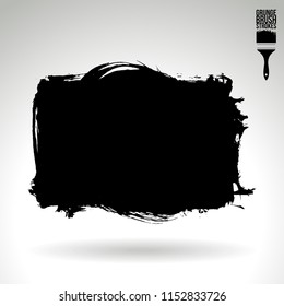 Black brush stroke and texture. Grunge vector abstract hand - painted element. Underline and border design.