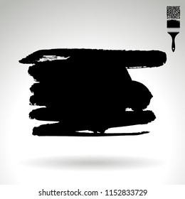 Black brush stroke and texture. Grunge vector abstract hand - painted element. Underline and border design.