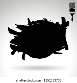 Black brush stroke and texture. Grunge vector abstract hand - painted element. Underline and border design.