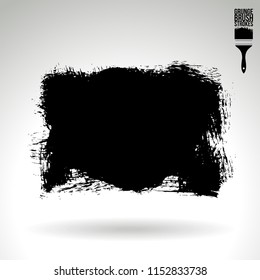 Black brush stroke and texture. Grunge vector abstract hand - painted element. Underline and border design.