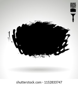 Black brush stroke and texture. Grunge vector abstract hand - painted element. Underline and border design.