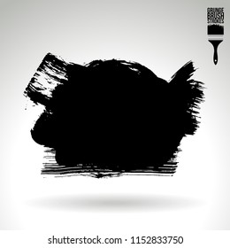 Black brush stroke and texture. Grunge vector abstract hand - painted element. Underline and border design.