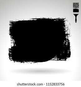 Black brush stroke and texture. Grunge vector abstract hand - painted element. Underline and border design.