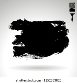 Black brush stroke and texture. Grunge vector abstract hand - painted element. Underline and border design.