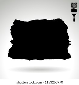 Black brush stroke and texture. Grunge vector abstract hand - painted element. Underline and border design.