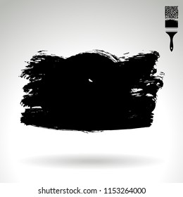 Black brush stroke and texture. Grunge vector abstract hand - painted element. Underline and border design.