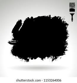 Black brush stroke and texture. Grunge vector abstract hand - painted element. Underline and border design.