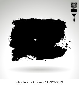 Black brush stroke and texture. Grunge vector abstract hand - painted element. Underline and border design.
