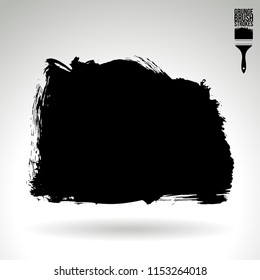 Black brush stroke and texture. Grunge vector abstract hand - painted element. Underline and border design.