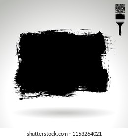 Black brush stroke and texture. Grunge vector abstract hand - painted element. Underline and border design.