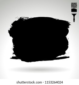 Black brush stroke and texture. Grunge vector abstract hand - painted element. Underline and border design.