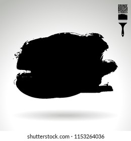 Black brush stroke and texture. Grunge vector abstract hand - painted element. Underline and border design.