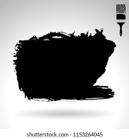 Black brush stroke and texture. Grunge vector abstract hand - painted element. Underline and border design.