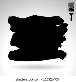 Black brush stroke and texture. Grunge vector abstract hand - painted element. Underline and border design.