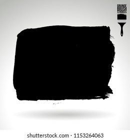 Black brush stroke and texture. Grunge vector abstract hand - painted element. Underline and border design.