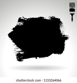Black brush stroke and texture. Grunge vector abstract hand - painted element. Underline and border design.