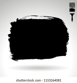 Black brush stroke and texture. Grunge vector abstract hand - painted element. Underline and border design.