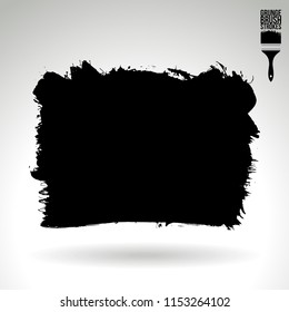 Black brush stroke and texture. Grunge vector abstract hand - painted element. Underline and border design.