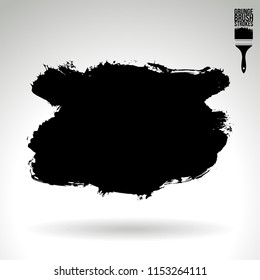 Black brush stroke and texture. Grunge vector abstract hand - painted element. Underline and border design.