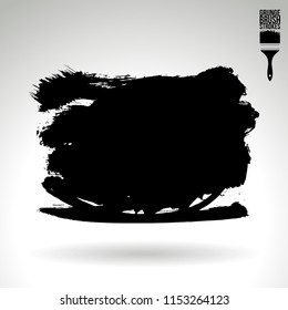 Black brush stroke and texture. Grunge vector abstract hand - painted element. Underline and border design.