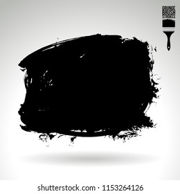 Black brush stroke and texture. Grunge vector abstract hand - painted element. Underline and border design.