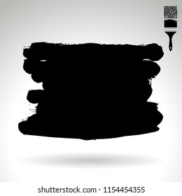 Black brush stroke and texture. Grunge vector abstract hand - painted element. Underline and border design.