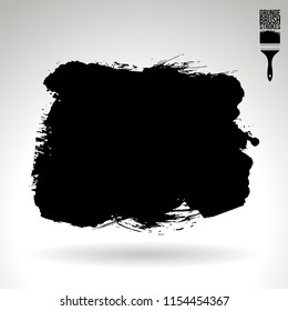 Black brush stroke and texture. Grunge vector abstract hand - painted element. Underline and border design.